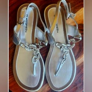 Silver strap sandals with rhinestones size 7.5
